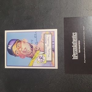 Mickey mantle autographed 1952 topps reprint card 1983 topps ipanet coa included